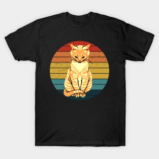 Orange Tabby Cat in Retro Rainbow T-Shirt